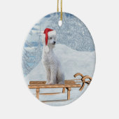 White Poodle Weihnachten Keramik Ornament (Rechts)