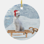 White Poodle Weihnachten Keramik Ornament (Hinten)