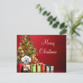 White Poodle Weihnachten Postkarte (Stehend Vorderseite)