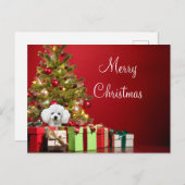 White Poodle Weihnachten Postkarte (Vorne/Hinten)