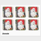 White Poodle Weihnachten Vintage Sticker Tags (Blatt)