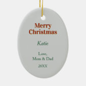 White Poodle Welpe Weihnachtsgeschenk Tasche Keramik Ornament (Hinten)