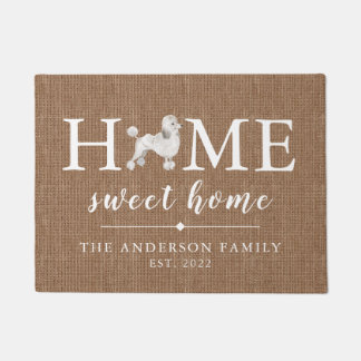 White Poodle Zuhause Sweet Zuhause Personalisiert Fußmatte