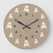 White Poodles Große Wanduhr (Vorderseite)