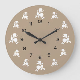White Poodles Große Wanduhr