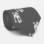 White Poodles on Gray Background Tie Krawatte (Gerollt)