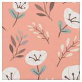 White Poppies auf Red Fabric Stoff (Nahaufnahme)