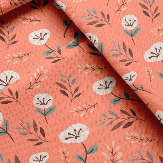 White Poppies auf Red Fabric Stoff
