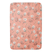 White Poppies Bath Mat in Red Badematte (Vorderseite Vertikal)