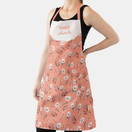 White Poppies Custom Name Apron Schürze (InSitu)