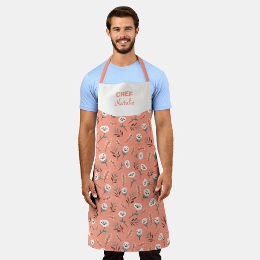 White Poppies Custom Name Apron Schürze (Getragen)