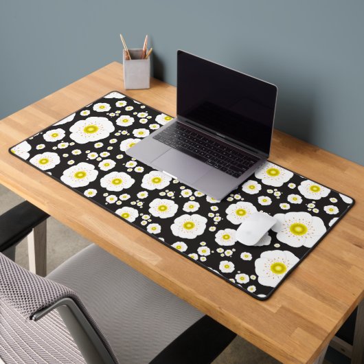 White Poppies Desk Mat Schreibtischunterlage (Büro 2)