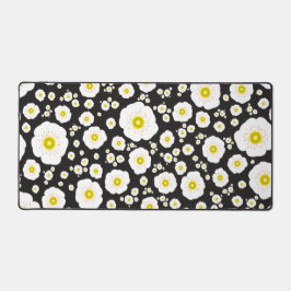 White Poppies Desk Mat Schreibtischunterlage