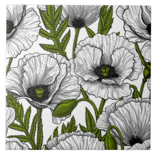 White Poppies Fliese