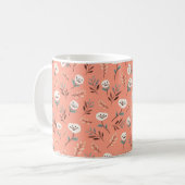 White Poppies on Bold Red Background Kaffeetasse (Vorderseite Links)