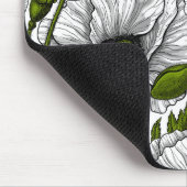 White poppies on white mousepad (Ecke)