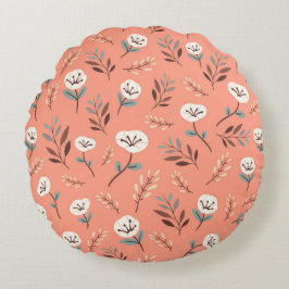 White Poppies Scarlet Pillow Rundes Kissen