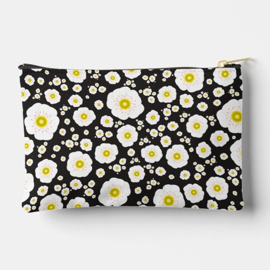 White Poppies Small Zipper Pouch Zubehörtasche (Rückseite)