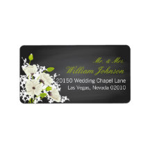 White Poppies und Chalkboard Wedding Label
