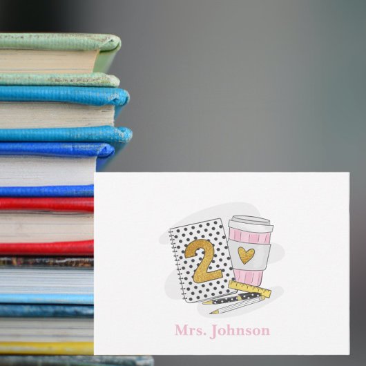 White Preppy Notebook-Kaffee der zweiten Klasse Mitteilungskarte