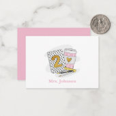 White Preppy Notebook-Kaffee der zweiten Klasse Mitteilungskarte (Vorderseite/Rückseite Beispiel)