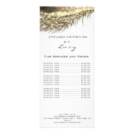 White Price List Lashes Glitzer Gold Werbekarte