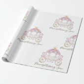 White Princess Carriage Ankunft bald Baby Dusche Geschenkpapier (Ungerollt)