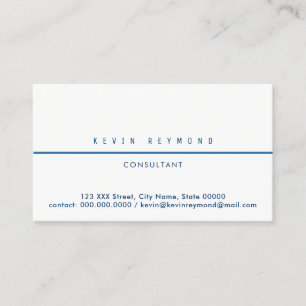 white pro business card with horizontal blue line visitenkarte