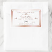 White Product Label mit Rose Gold Frame und Logo Rechteckiger Aufkleber (Tasche)