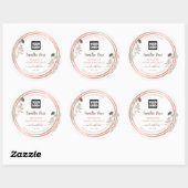 White Product Labels mit Logos und Rose Gold Frame Runder Aufkleber (Blatt)