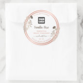 White Product Labels mit Logos und Rose Gold Frame Runder Aufkleber (Tasche)
