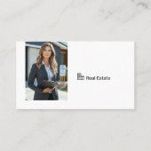 White Professional Real Estate Agent Photo QR Code Visitenkarte (Vorderseite)