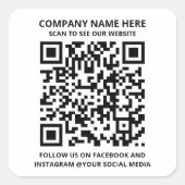 White Promotion QR Code Modernes Business Sticker (Vorderseite)