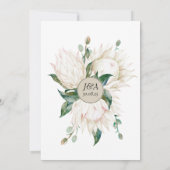White Protea Elegante Blume Grüne Hochzeit Einladung (Rückseite)