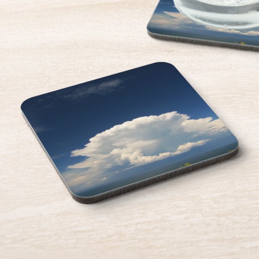 White Puffy Cloud Foto Getränkeuntersetzer (Linke Seite)