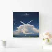 White Puffy Cloud Foto Quadratische Wanduhr (Zuhause)
