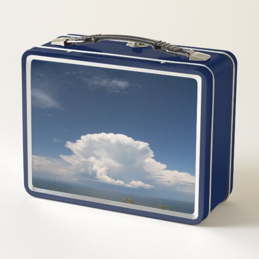 White Puffy Cloud Metall Brotdose (Rückseite)