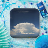 White Puffy Cloud Pappteller (Party)