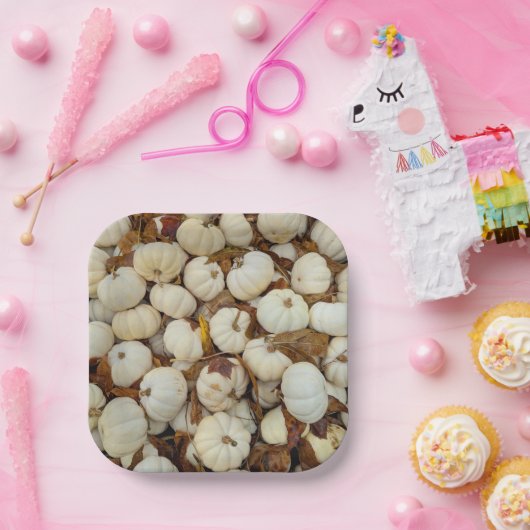 White Pumkin Paper Plate Pappteller (Party)