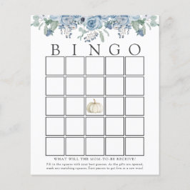 White Pumpkin and Blue Floral Baby Bingo Game Card