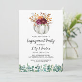 White Pumpkin and Greenerity Fall Engagement Party Einladung (Stehend Vorderseite)