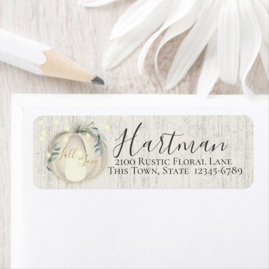 White Pumpkin and Greenery Rücksendeadresse Label (Insitu)