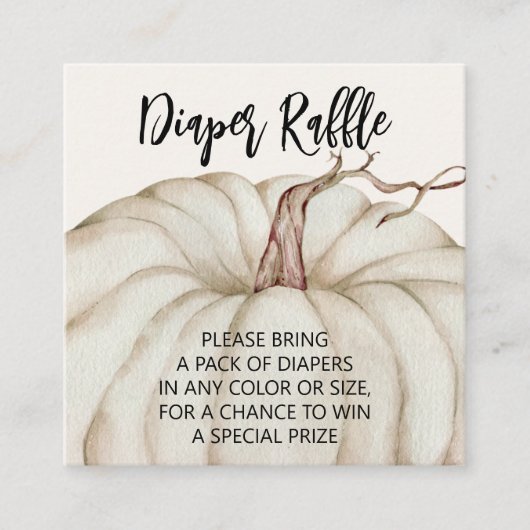 White Pumpkin Baby Diaper Raffle Begleitkarte (Vorderseite)