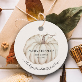 White Pumpkin Baby Dusche Danke Geschenkanhänger