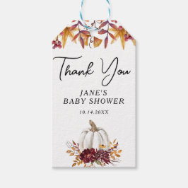 White Pumpkin Baby Dusche Danke Geschenkanhänger