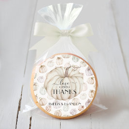 White Pumpkin Baby Dusche Danke Runder Aufkleber