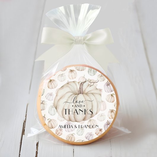 White Pumpkin Baby Dusche Danke Runder Aufkleber