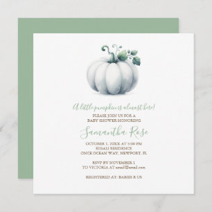 White Pumpkin Baby Dusche Einladung - Square