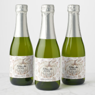 White Pumpkin Baby Dusche Pop It Mini Schaumweinetikett