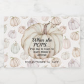 White Pumpkin Baby Dusche Pop It Mini Schaumweinetikett (Einzelnes Label)